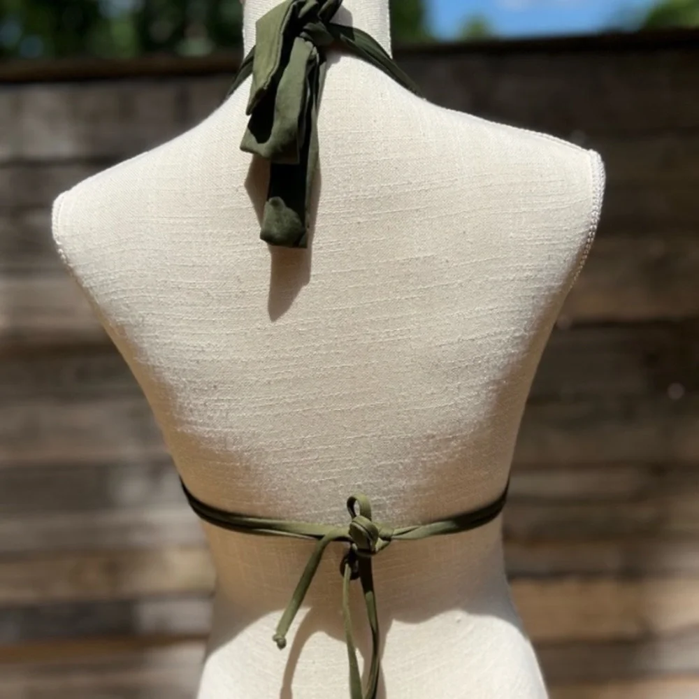 Becca by Rebecca Virtue Olive Green  Code High Neck Bikini Top Size D new no tag - Picture 2 of 9